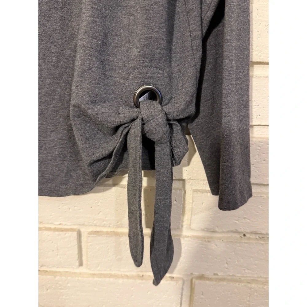 Belle by Kim Gravel Size Large TripleLuxe Knit Top  Grommet Side Tie Gray